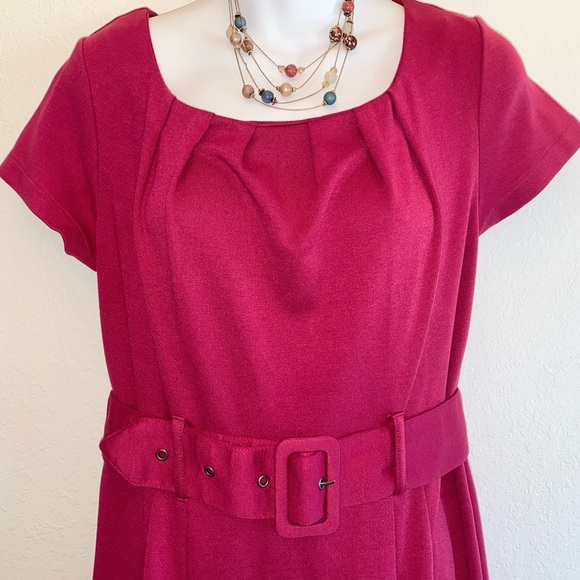 H&M Cranberry Color Belted Dress - Picture 1 of 7